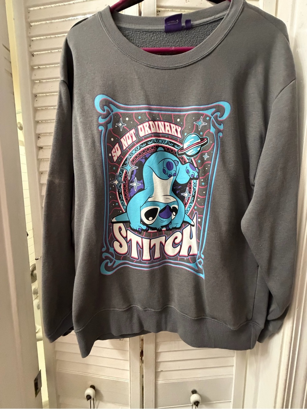 Adult stitch sweatshirt.